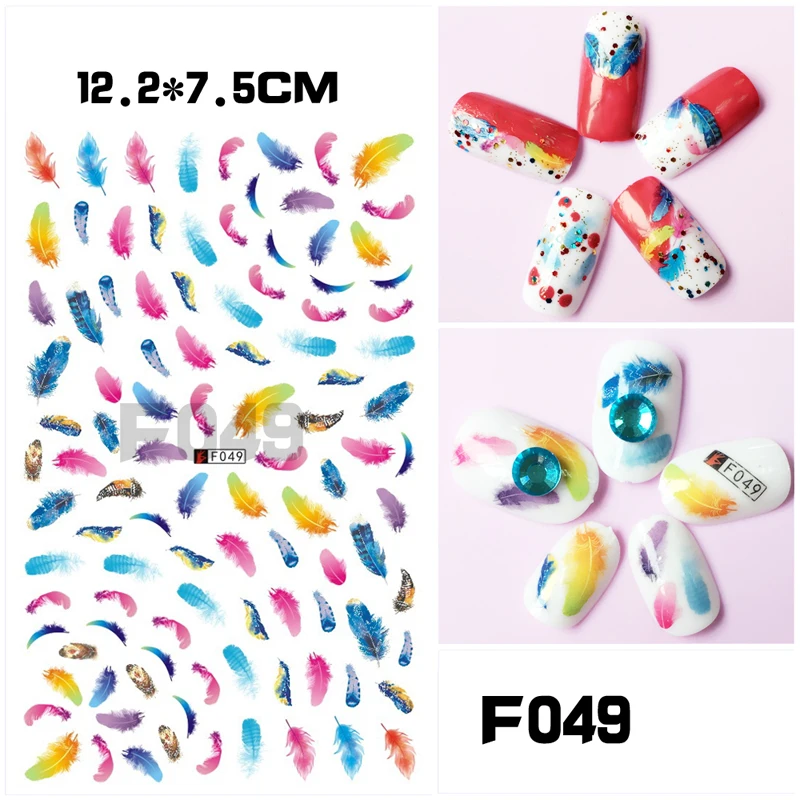 

3D Colorful Feather Love Smiley Sliders for nails Penguin Cartoon Stickers On Nails Star Balloon Cat Nail Decoration Decal F049