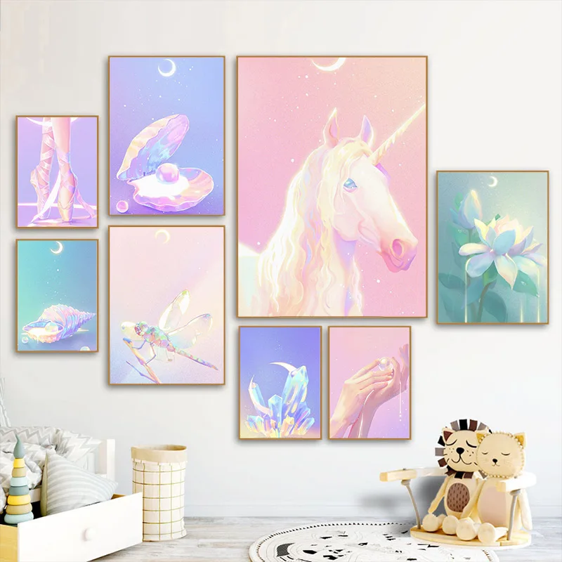 

Canvas Painting Wall art With Frame Animal Flower Aesthetics Nordic Style Prints Poster Modular Canvas Painting For Living Room