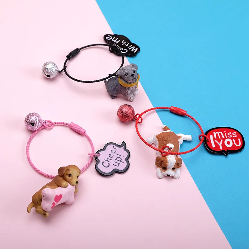 Мультяшный 3D милый питомец собака бульдог автомобиль брелок животное мопс