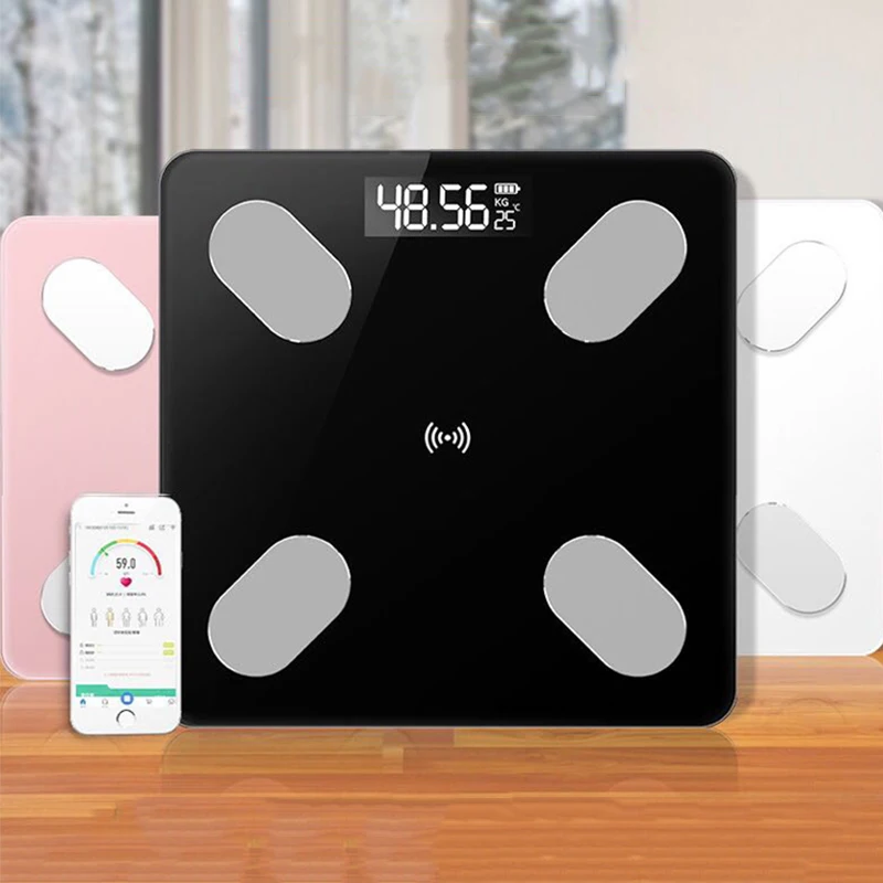

Весы для ванной, весы для тела и жира, светодиодные цифровые напольные весы, умные весы с ИМТ, беспроводные весы с Bluetooth, приложение Android IOS