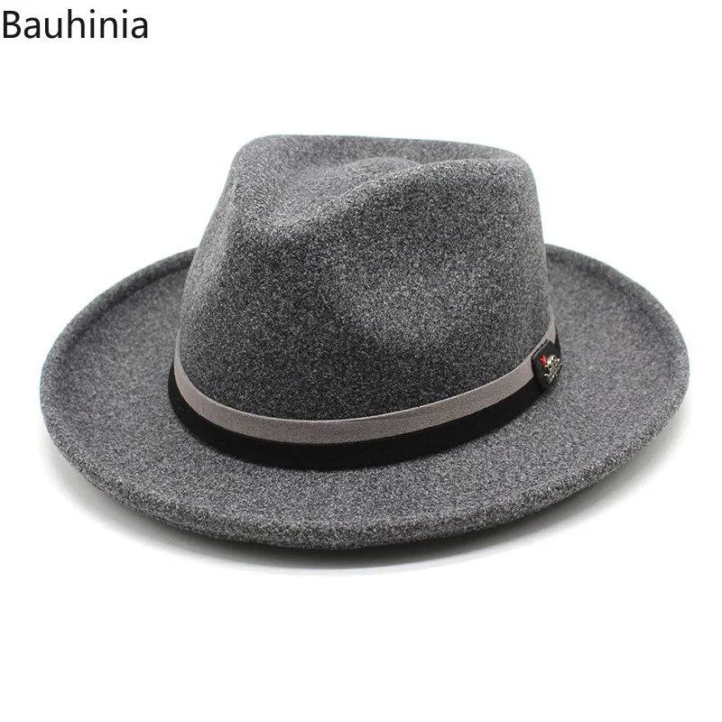 

Bauhinia Classic Soft Felt Fedora For Men Women Autumn Winter Retro Trilby Jazz Hat Curved Brim Pork Pie Hat