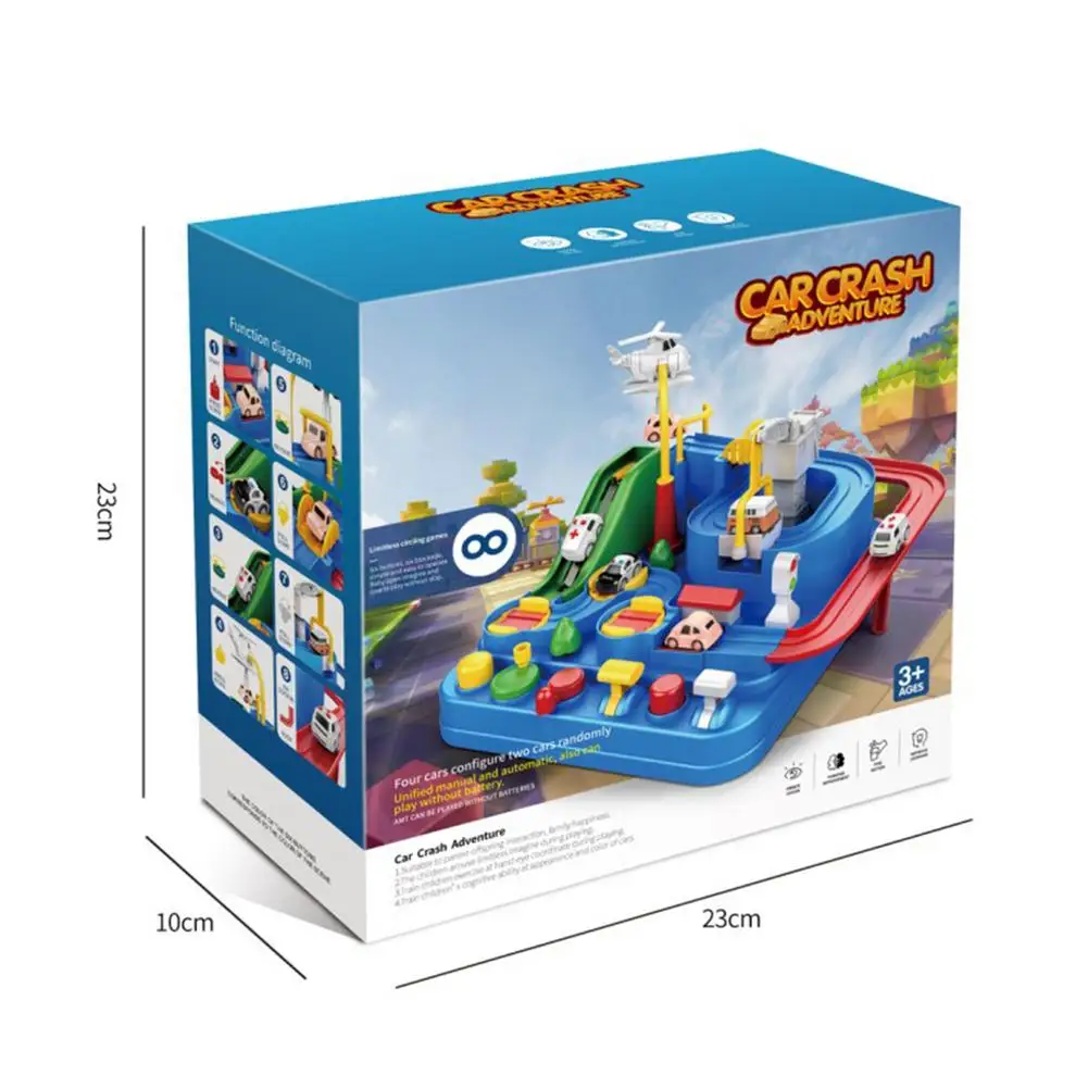 Juguetes de coche de aventura, rompecabezas educativo para ni&ntilde;os peque&ntilde;os, pista de carreras, pistas de estacionamiento-5