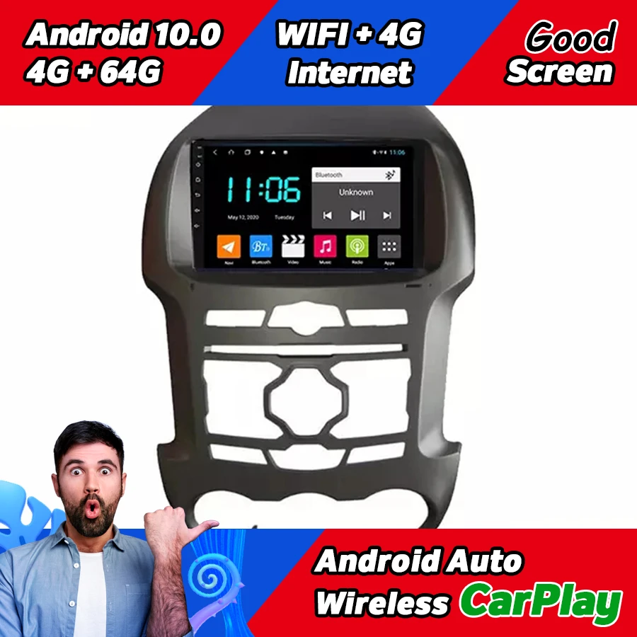 Автомобильный радиоприемник 6 ГБ ОЗУ 128 Гб ПЗУ стереоприемник для Ford Ranger F250 2012 Android