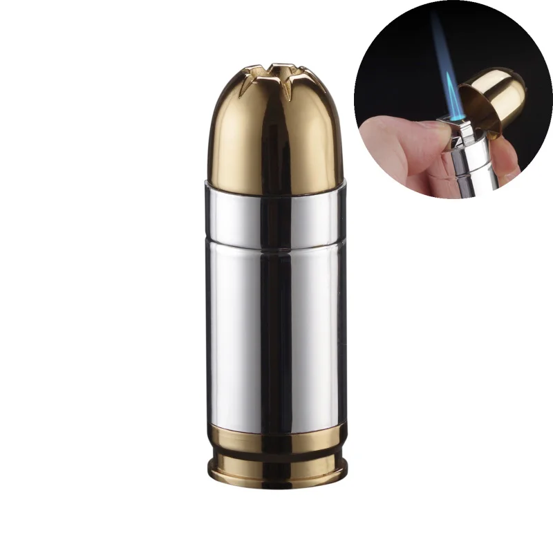 15pcs/lot Bullet Shaped Lighter Refillable Metal Butane Gas Torch Lighters Jet Blue Flame for Men Cigarette Cigar | Дом и сад