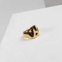 luxury irregular bump lava texture steampunk statement rings stainless steel accessories for women punk boda party golden ring