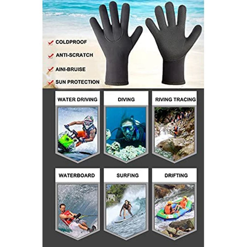 

Gloves 3mm Thermal Anti-Slip Diving Gloves Snorkeling Kayaking Sailing Gloves Water Sports Gloves for Surfing