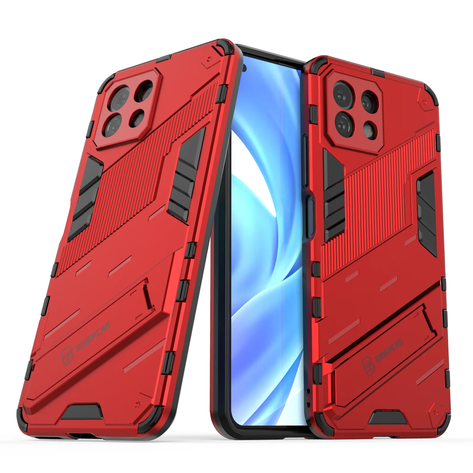 

Shockproof Armor Colorful Phone Case For Xiaomi 11 Pro Lite Ultra Rugged Bracket Non-slip Anti-Fall Protector Stand Back Cover