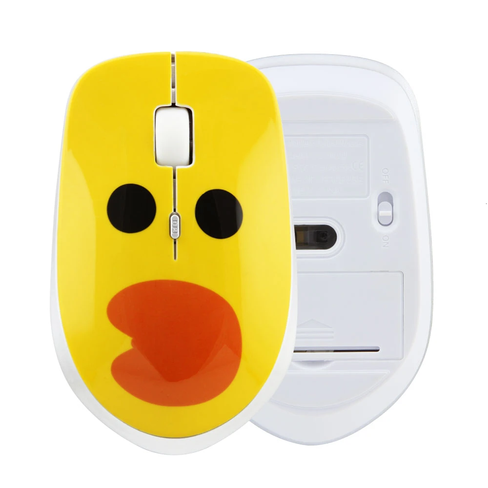CHYI Милая Беспроводная мини Бесшумная компьютерная мышь Ультра тонкая Usb оптическая ПК Mause эргономичная креативная 3d подарочная мышь для детского ноутбука - Цвет: little yellow duck