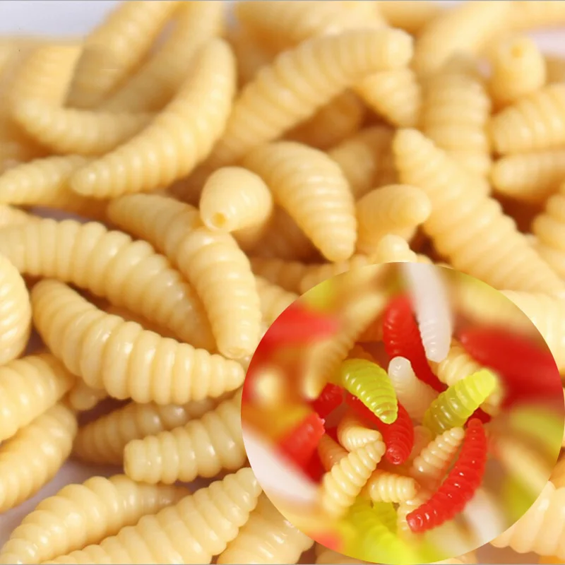 Рыболовные приманки черви 50 шт. мягкие личинки крючки Светящиеся креветки