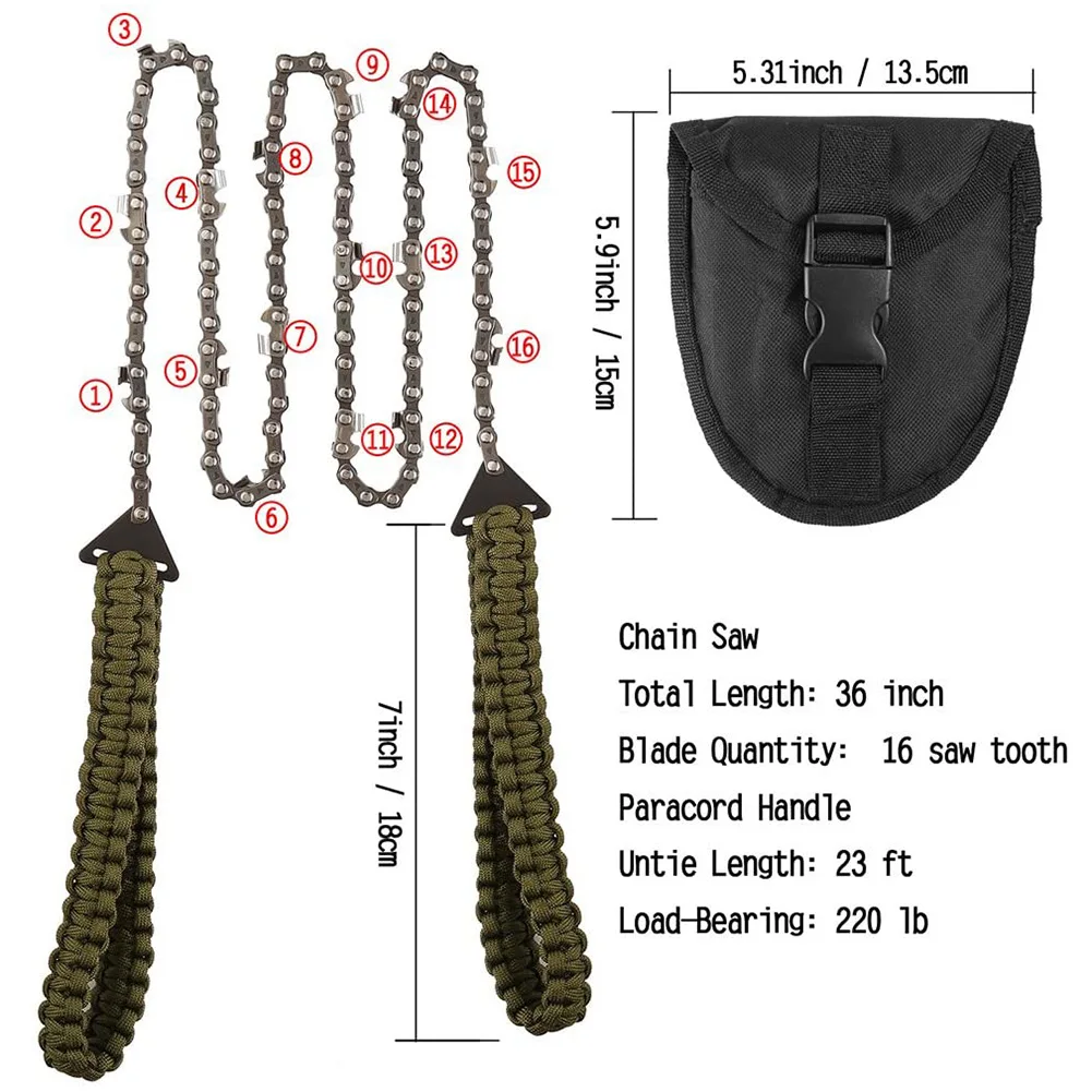 

36 Inch Outdoor Gear Rope Wire Saw Pocket Scrolling Hand Stainless Steel Rope Saws Travel Camp Survival Tool