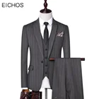 2020 мужской деловой костюм, приталенный смокинг, мужской костюм из трех предметов, торжественное свадебное платье, костюм жениха, блейзеры, пальто, брюки, жилет