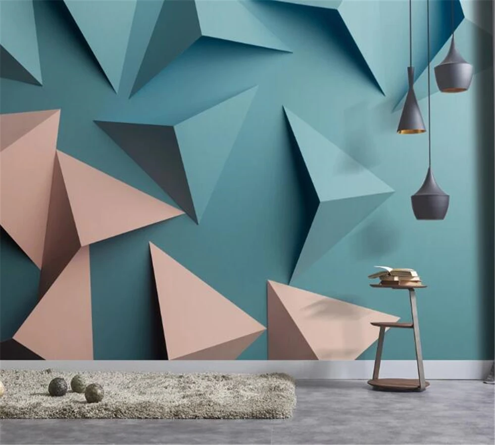 

3D Роспись beibehang на заказ, модный трехмерный треугольный фон на стену, скандинавский минималистичный геометрический фон на стену