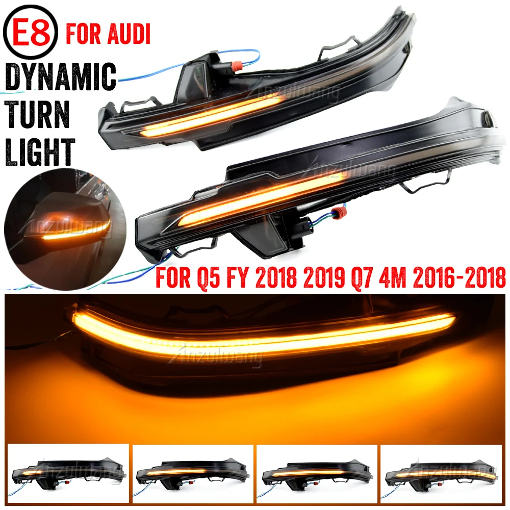 

LED Flowing Water Blinker Side Rear-view Mirror Dynamic Turn Signal Light For Audi Q5 FY 2018 2019 Q7 4M 2016 2017 2018