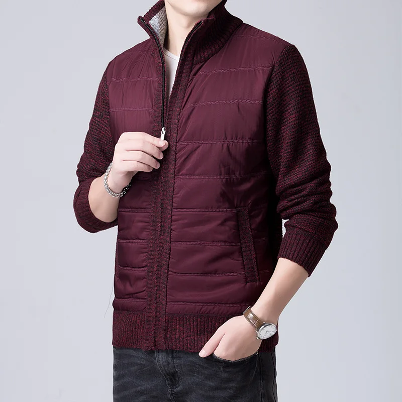 Новинка 2019 Осень-зима мужской толстый свитер пальто мужские парки пэчворк на