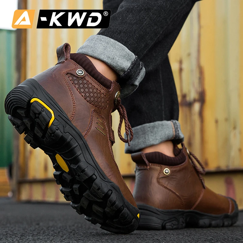 2019 из натуральной кожи Сезон Зима Мужские ботинки теплые деловые с высоким