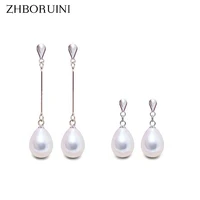 zhboruin 2020 natural pearl earrings for women 925 sterling silver jewelry water drop pearl earring quality wedding gift