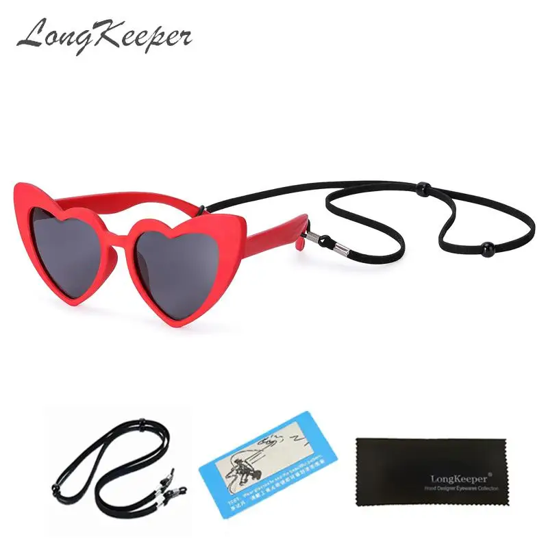 Детские поляризованные солнцезащитные очки с милым сердцем детские ремешком для