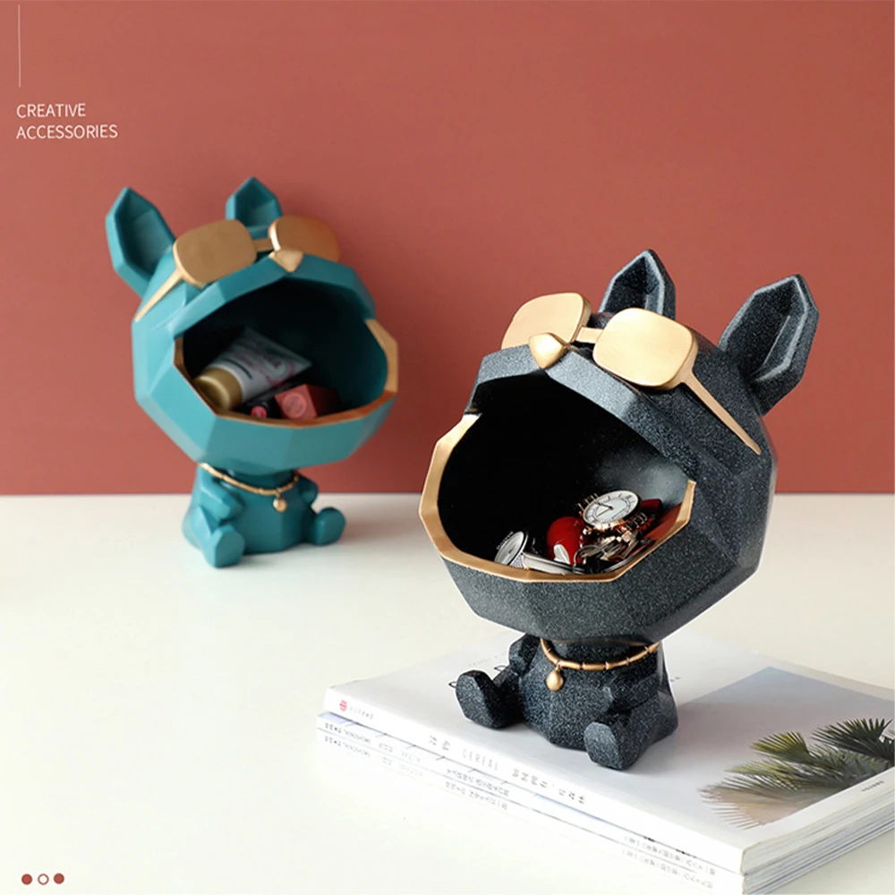 

7 Kleuren Woondecoratie Sier Hars Kunst Sculptuur Beeldjes Hond Beeldje Grote Mond Hond Opbergdoos Home Decor Gift Decoratieve