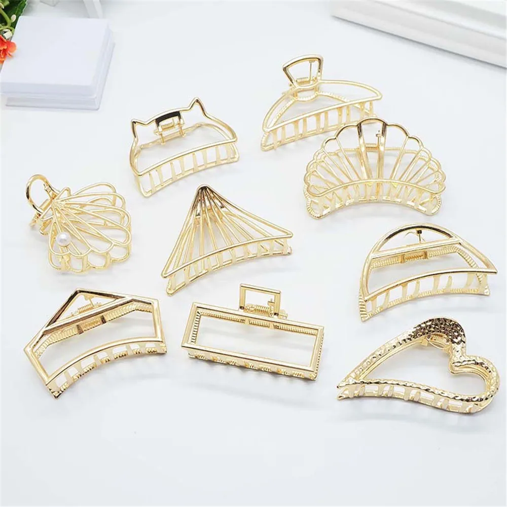 

2019 Women Girls Geometric Hair Claw Clamps Hair Crab Heart Shell Shape Hair Clip Claws Solid Color Accessories Hairpin