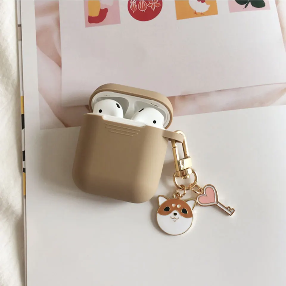NEW Милый корейский силиконовый чехол для Apple Airpods 1 2 Чехол аксессуары Bluetooth наушники защитный Декор брелок для ключей - Цвет: NEW
