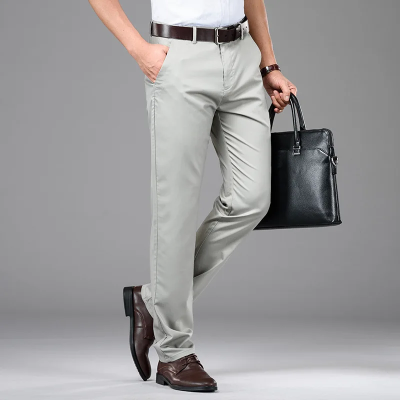 

Summer thin section comfortable bamboo fiber men's straight loose pants 2020 new luxury high quality business casual trousers