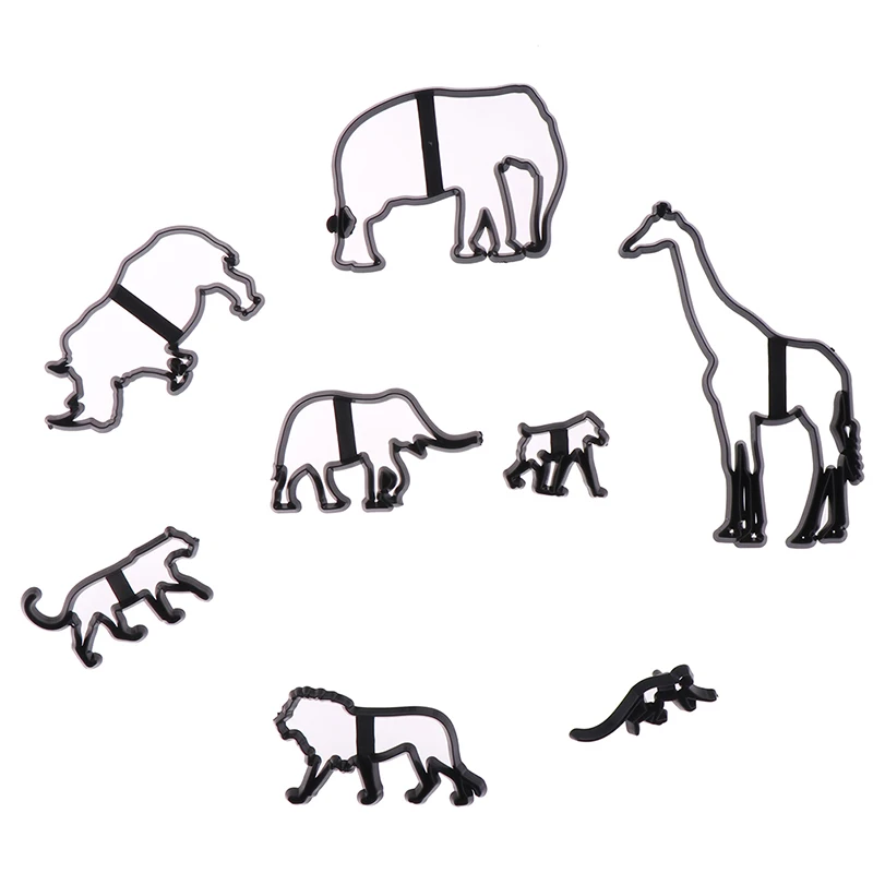 8Pcs Animal Cookie Cutter Plastic Elephant Lion Giraffe Leopard Fondant Safari Silhouette Cake Mold Decorating Tools | Дом и сад