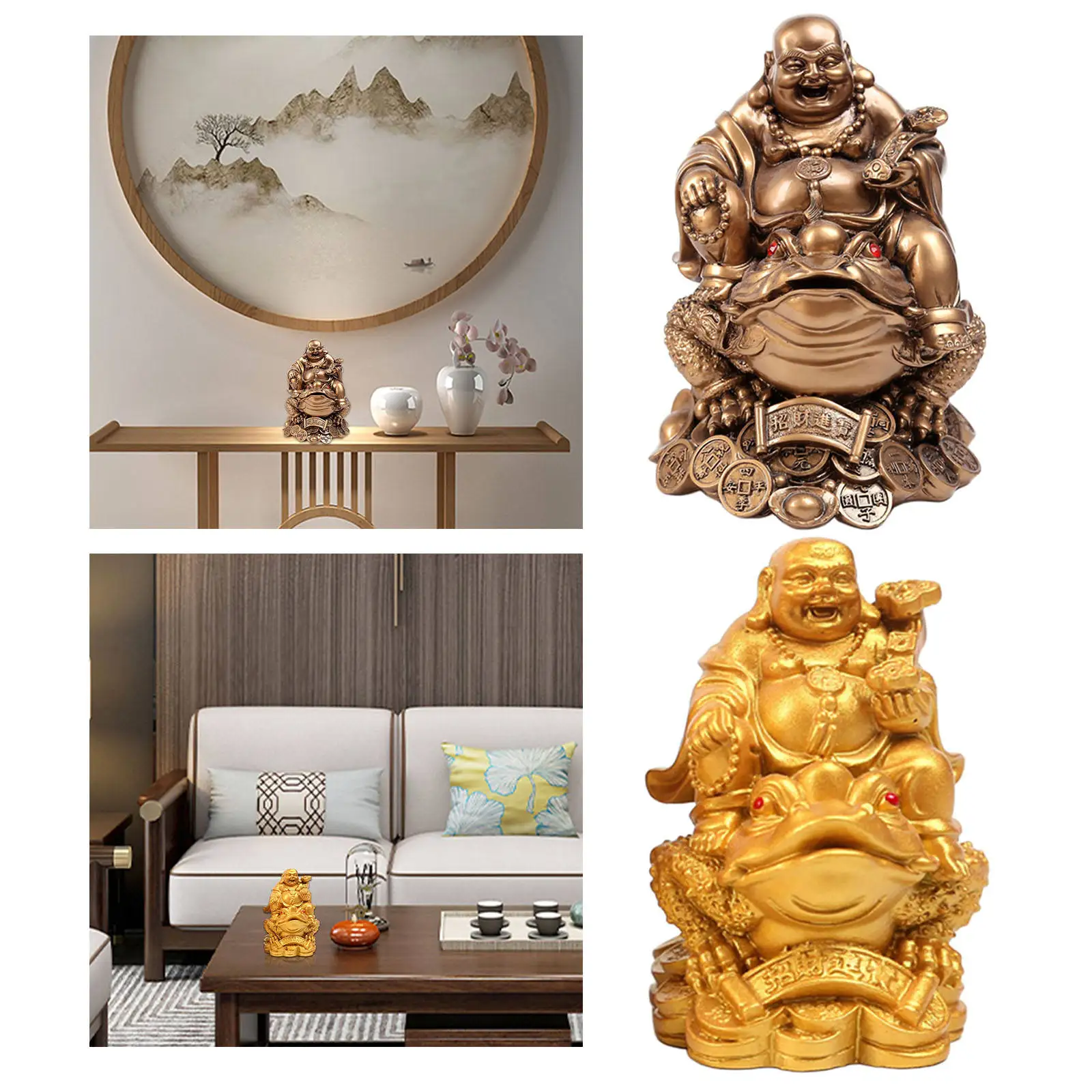 

Laughing Buddha Chinese Golden Frog Toad for Office Tabletop Decoration Marriage Anniversary Festive Occasions Birthday