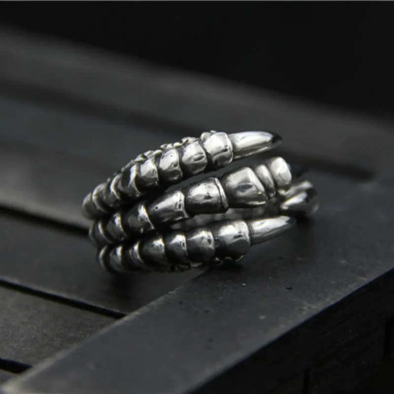 C&ampR 925 Sterling Silver Rings for men eagle claw ring retro exaggerated Fine Jewelry Size 8-10 Adjustable | Украшения и