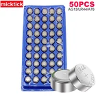 50 шт., щелочные батарейки AG13 LR44 357 A76 SR44, 1,5 в GP76 Lr 44b L1154c 303