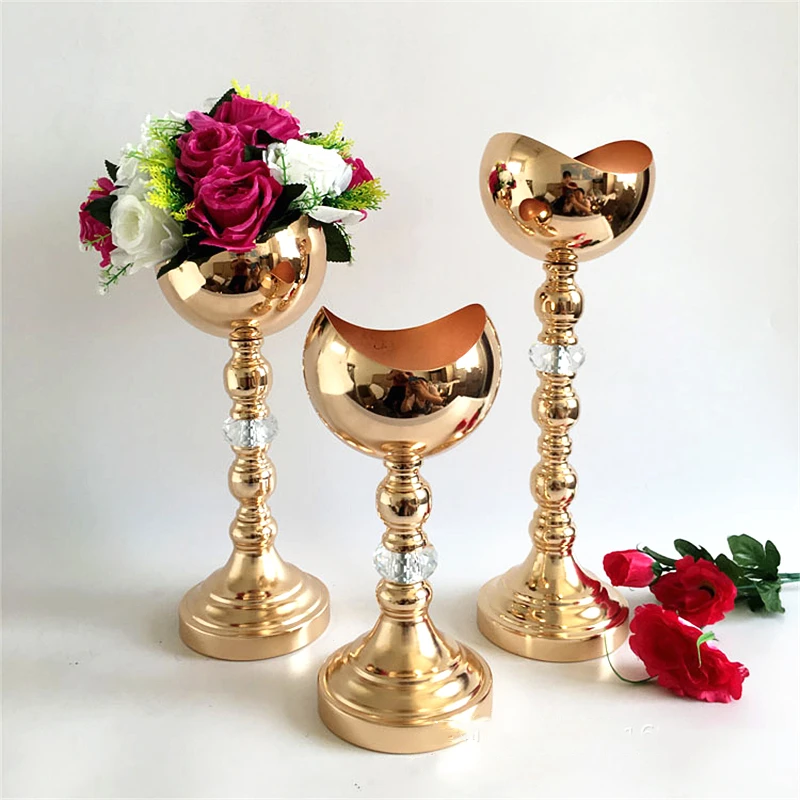 

Металлическая ваза для цветов 10 шт./лот, цветочный горшок, роскошный центральный столик для свадебного стола, украшение для рождества, вечер...