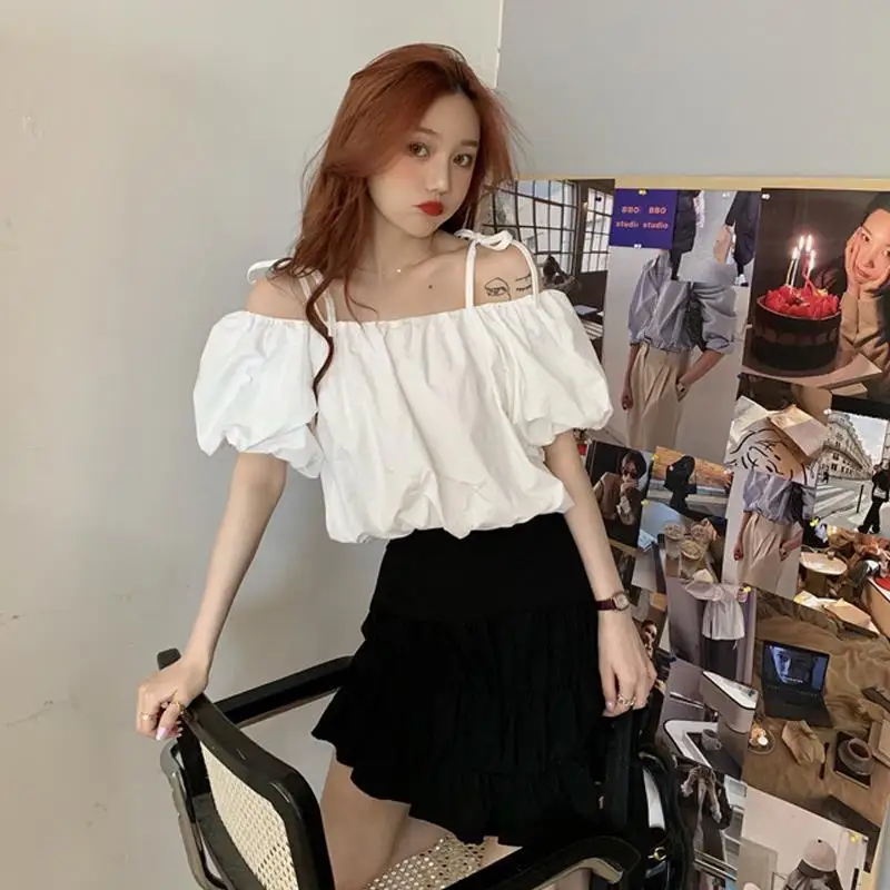 Блузка женская однотонная укороченная универсальная Классическая для вечеринок