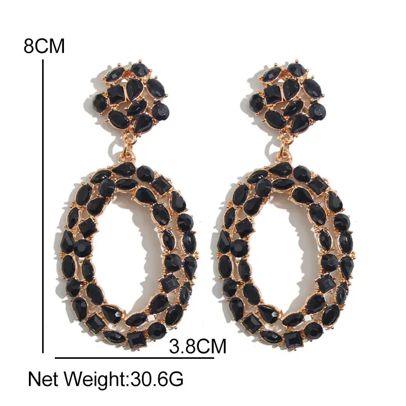 JJFOUCS роскошные стеклянные хрустальные Висячие серьги для женщин модные овальные