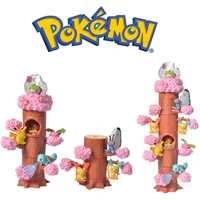 genuine 6pcsset pokemon assemble tree stump cute elf cherry tree pikachu movable doll decoration toys childrens gift