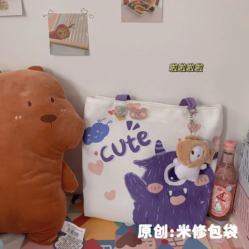 

Cute Japanese Harajuku Fashion Student Shopping Bag Korea INS Cartoon twee Canvas Shoulder Bag Female Handbag