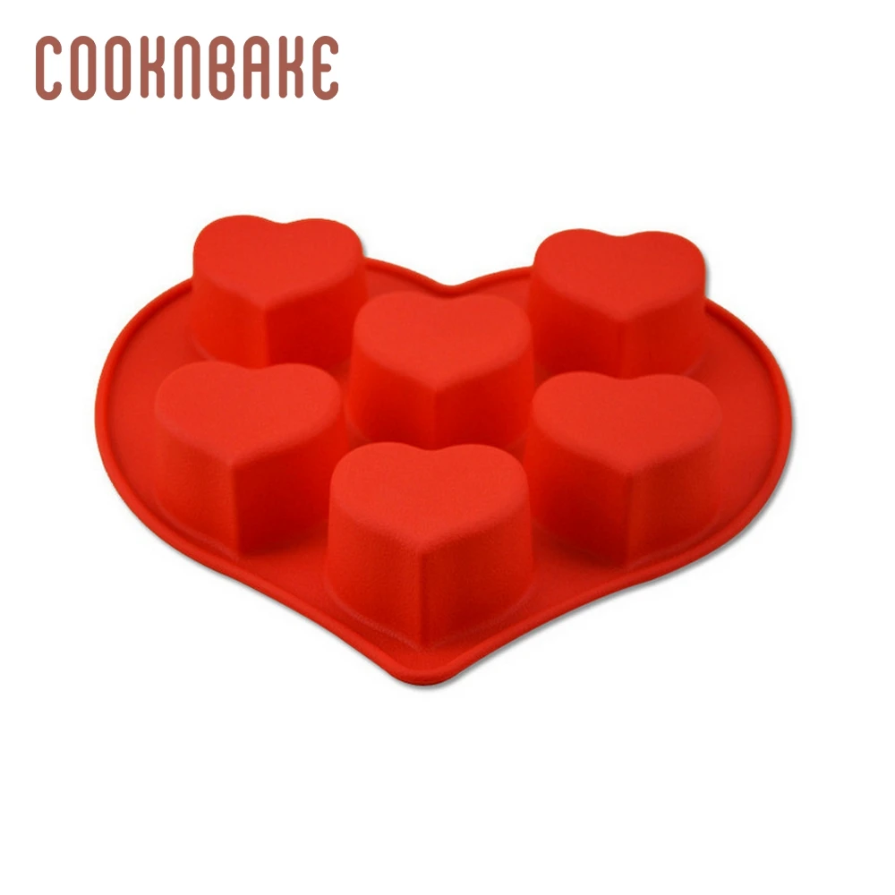 COOKNBAKE heart silicone mold for handmade soap 6 cavity resin candle tool cake bread biscuit pastry bakeware DIY Valentine |