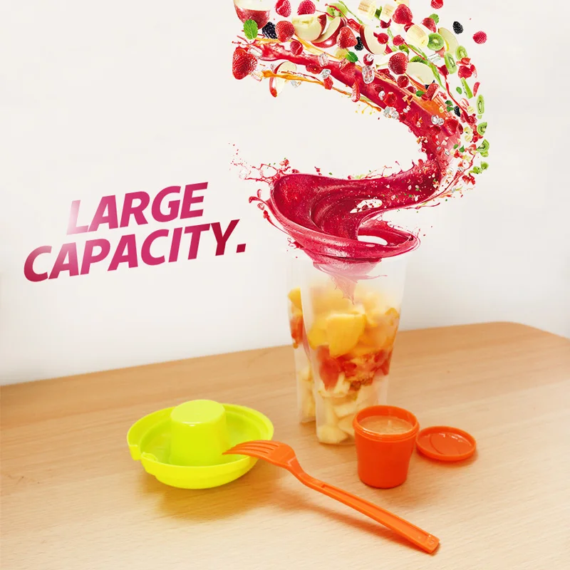 Чашка для фруктов и салата портативный шейкер вилка контейнер свежего спорта на