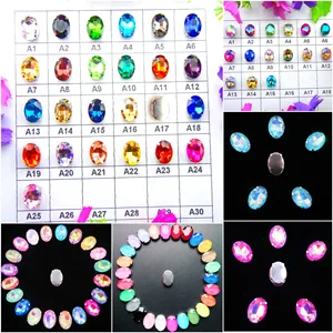 Стеклянный кристалл, серебряный зажим, 7 размеров, цвета, Микс, овальная форма, Пришивание стразы, кристаллы, украшение для одежды, обуви, сумки