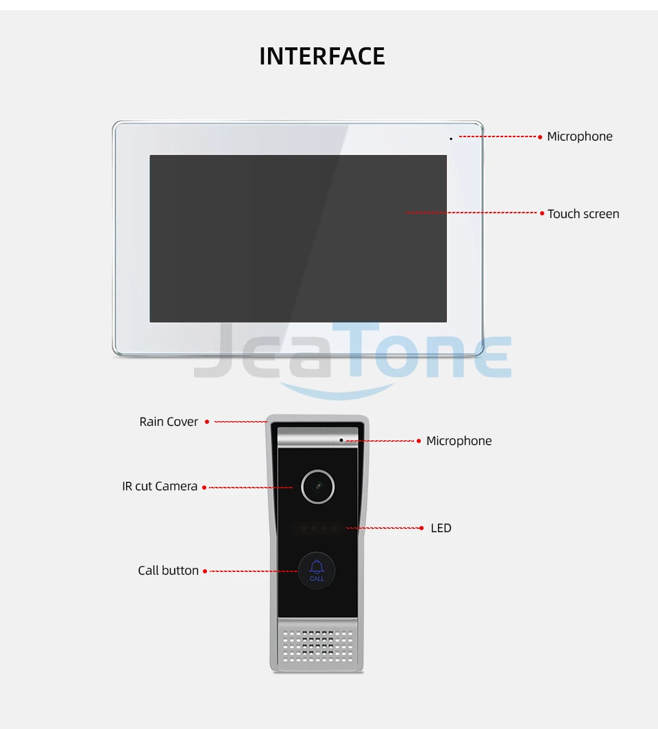 Jeatone Tuya смартфон 7 &quotIP WIFI видеодомофон для домашнего монитора дверной звонок