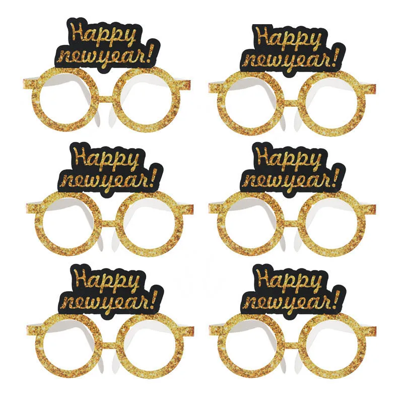 6 шт. 2021 новогодние очки фотобудка бумажные реквизиты для фото украшение