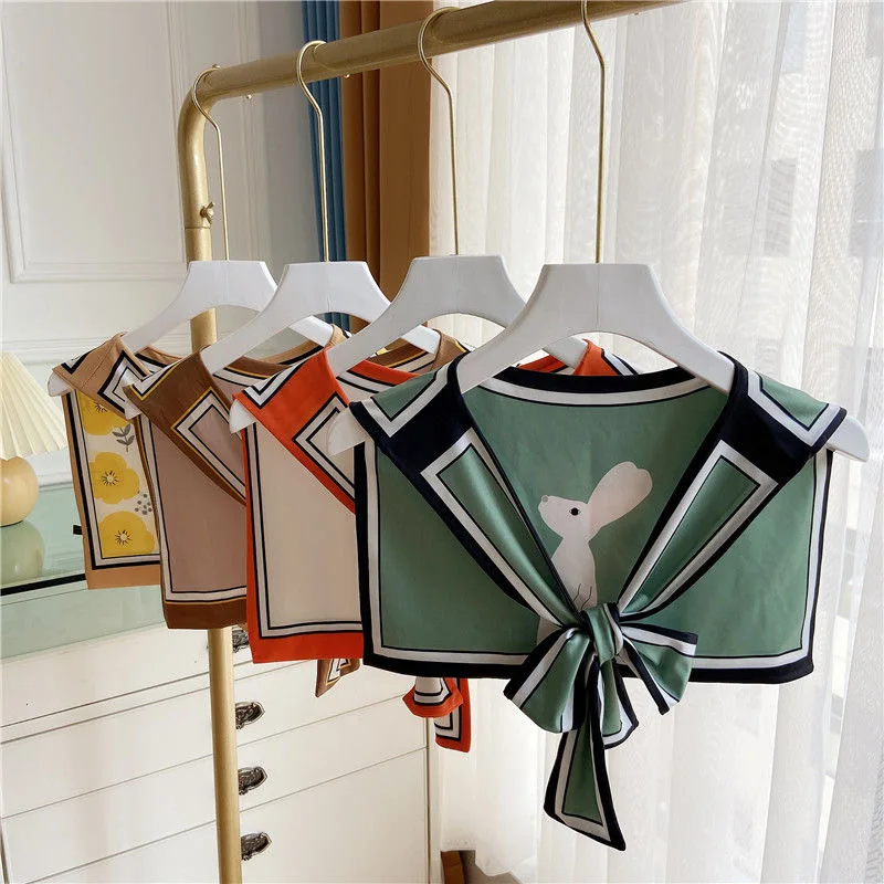 Маленький шарф на плечо с защитой от солнца шаль для улицы женский принтом