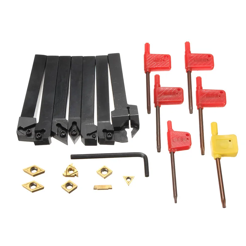 

21pcs/Set 12mm CNC Lathe Turning Tool Holder Boring Bar With DCMT TCMT CCMT Cutting Insert With Wrench