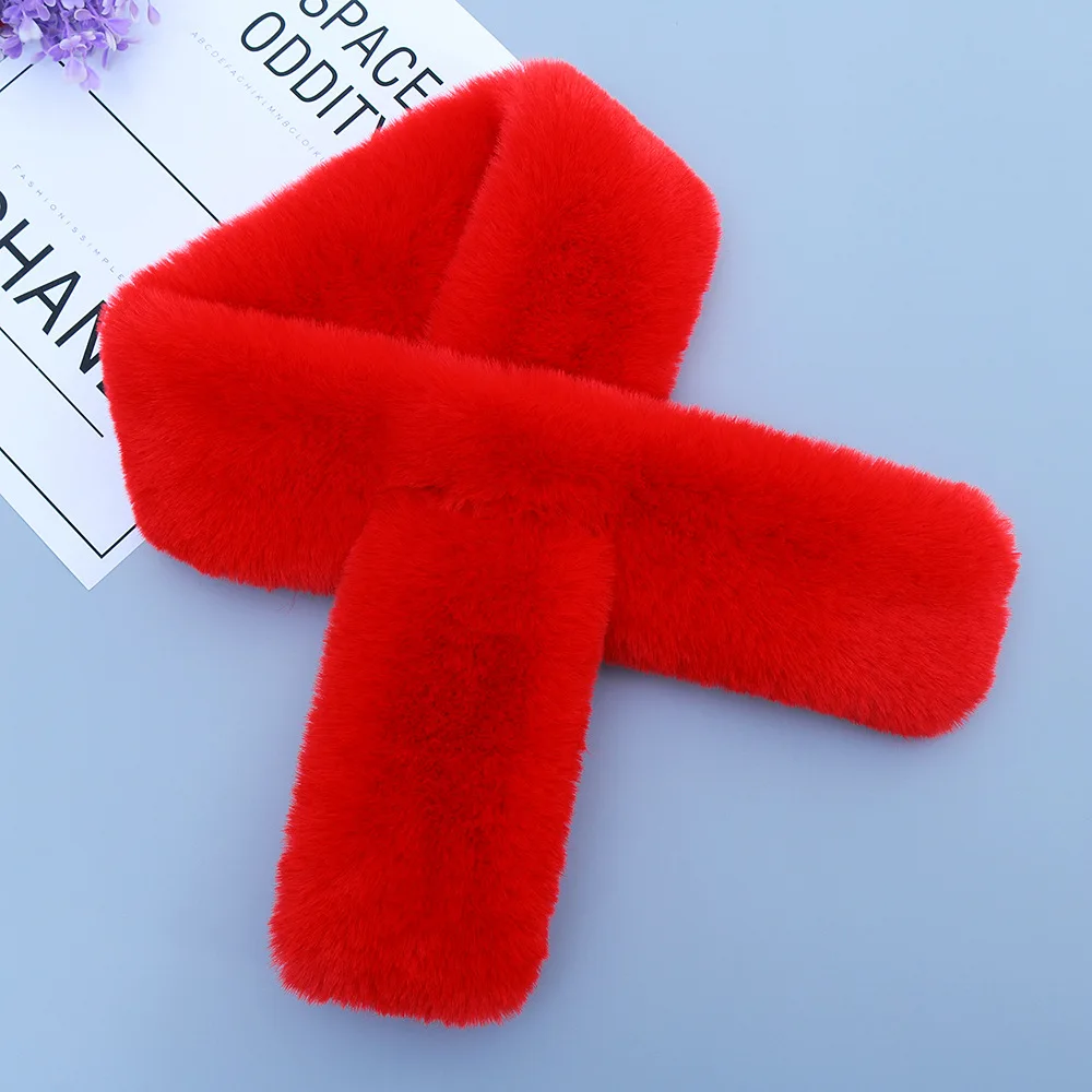 Оптовая продажа корейский Зимний плюшевый шарф из искусственного кроличьего