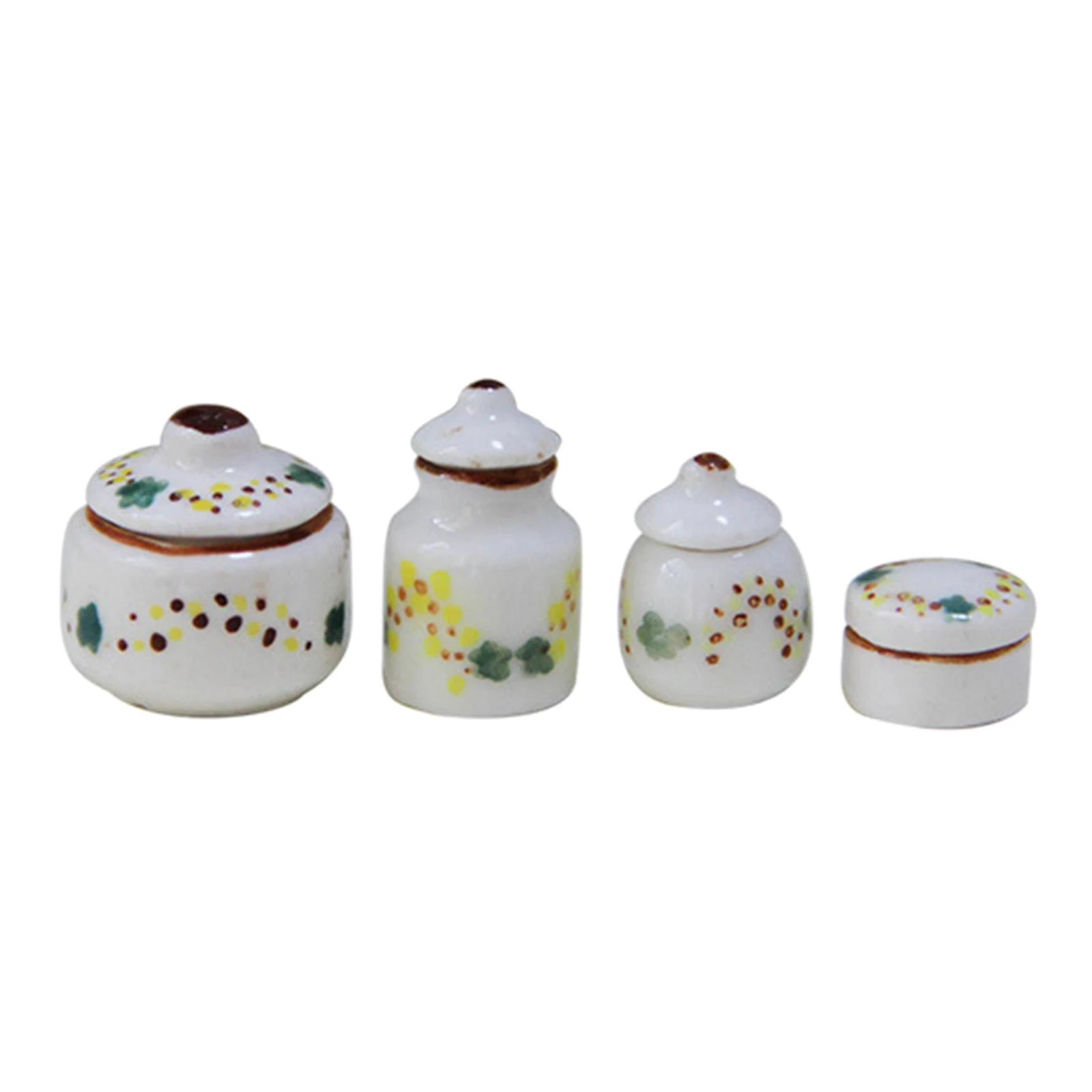 

4pc Miniatures Vintage Pot Jar Ceramic Furniture Dollhouse Porcelain Jar Pot