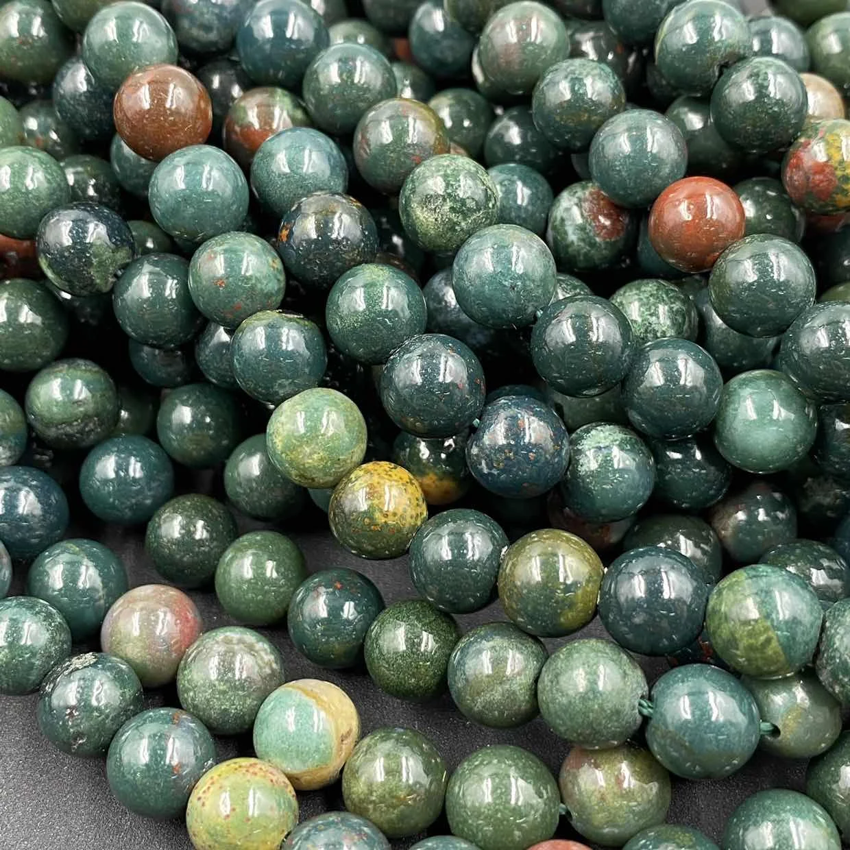 

Natural Green Bloodstone Smooth Round Stone Beads For Jewelry Making 4 6 8 10mm Beads 15" Supplies Wholesale