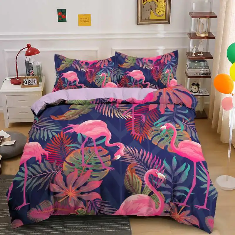 

3D Animal Flamingo Printed Bedding Sets Single Double Queen King Size Duvet Covers