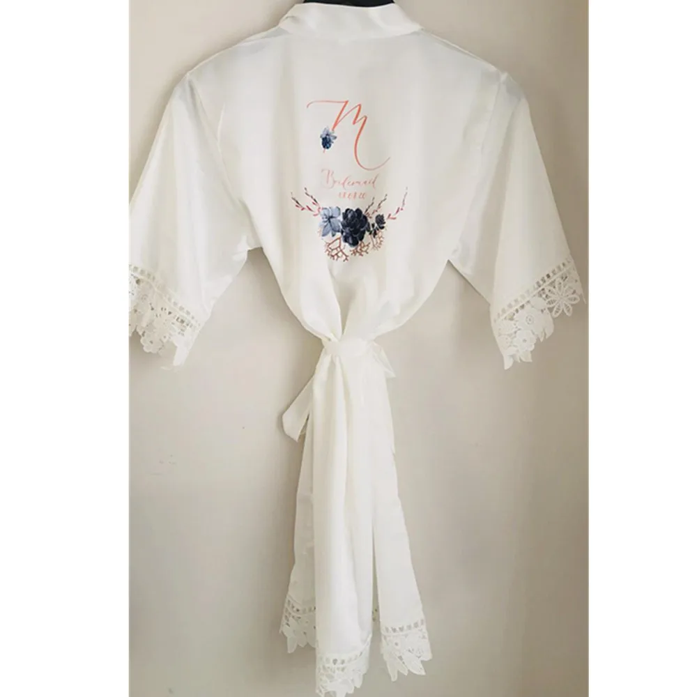 Пользовательские Сексуальная атласная Женская пижама с кружевом кимоно