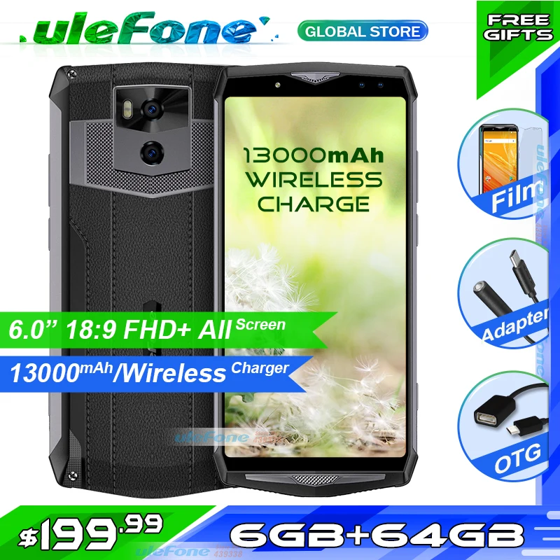 Ulefone power 5 4G смартфон 6 0 &quotFHD MTK6763 Восьмиядерный 13000 мАч Android 8 1 ГБ + 64 21 МП