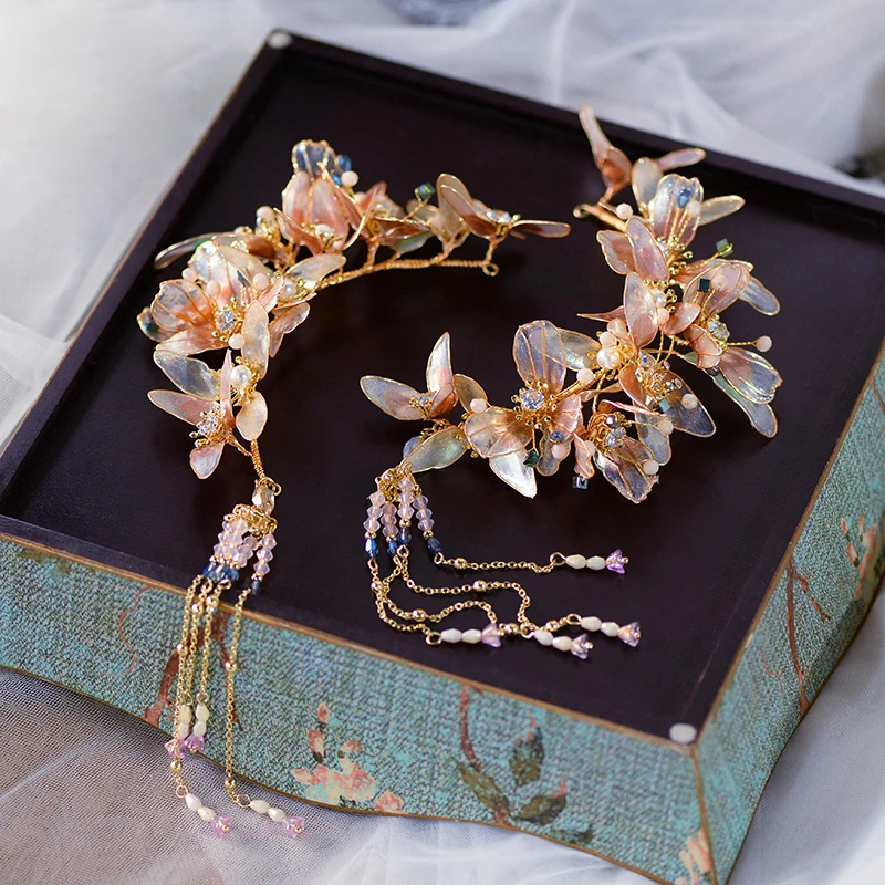 

Handmade Vintage Flowers Brides Sticks Bridal Barrettes Headdress Crystal Wedding Hair Accessory Evening Hair Jewelry