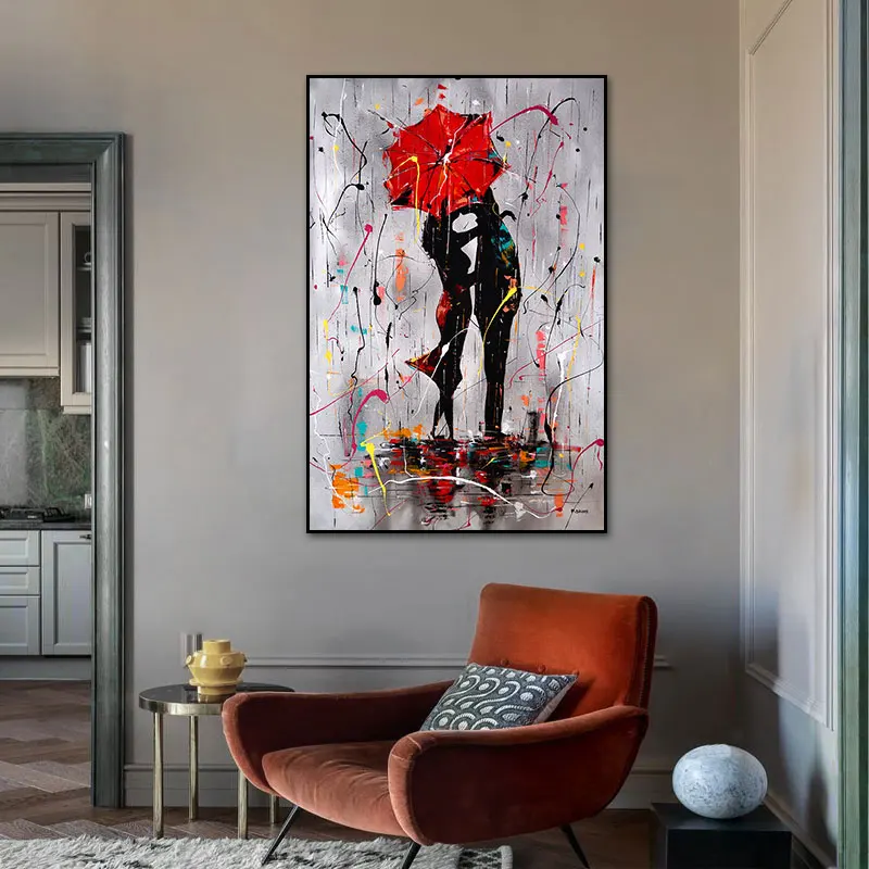 Современная Картина на холсте граффити улица целуи пары настенное Искусство