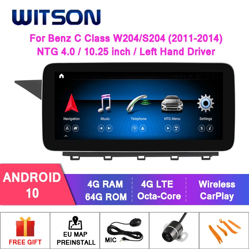 

WITSON Android 10.0 4+64G 4G lte CAR MULTIMEDIA for MERCEDES-BENZ C Class W204/S204 C180 C200 C220 C250 C260 (NTG4.0/4.5)